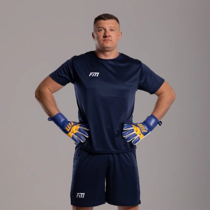 Granatowo-pomarańczowe rękawice bramkarskie Football Masters Varis X Blue Orange