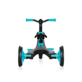 Czarno-turkusowy rowerek biegowy Globber Explorer Trike 2w1 630-105