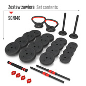 SGN140 PRO SET 6W1 ZESTAW CIĘŻARÓW 40KG HMS