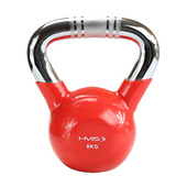 KTC10 RED KETTLEBELL ŻELIWNY POKRYTY WINYLEM Z CHROMOWANYM UCHWYTEM HMS