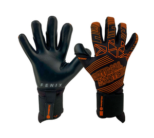 Czarno-pomarańczowe rękawice bramkarskie Football Masters Fenix Orange Fluo