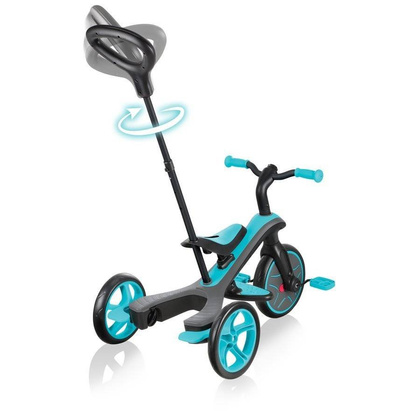 Czarno-turkusowy rowerek biegowy Globber Explorer Trike 3w1 631-105