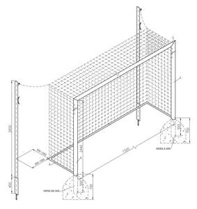 Bramka do piłki nożnej 7,32x2,44m przedłużana / tulejowa bez masztów [profil AL owalny 120x100], głębokość 2/2m, lakier. biała