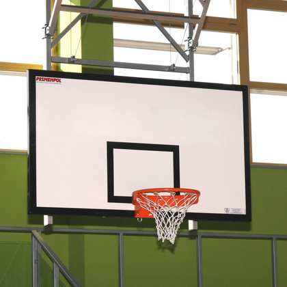 Zestaw do koszykówki Pesmenpol ( tablica 105x180cm + konstrukcja uchylna składana + obręcz + siatka)