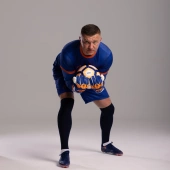 Granatowo-pomarańczowe rękawice bramkarskie Football Masters Varis X PRO Blue Orange