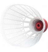 Biało-czerwone lotki do badmintona wagi ciężkiej.