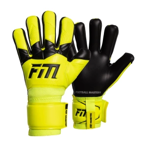 Żółto-czarne rękawice bramkarskie Football Masters Varis X Yellow Fluo