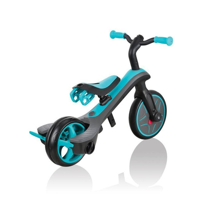 Czarno-turkusowy rowerek biegowy Globber Explorer Trike 3w1 631-105