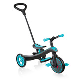 Czarno-turkusowy rowerek biegowy Globber Trike 4w1 632-105-3