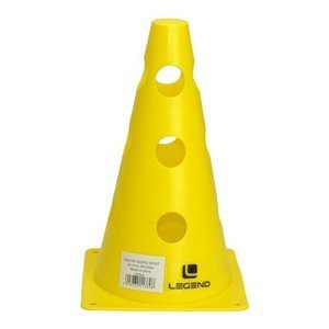 Żółty pachołek treningowy z otworami Legend 23 cm