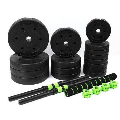 Czarno-zielone hantle regulowane zestaw sztanga BR040 40 kg