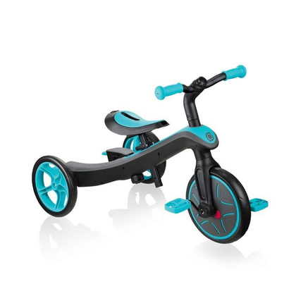 Czarno-turkusowy rowerek biegowy Globber Explorer Trike 3w1 631-105