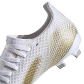 Biało-złote buty piłkarskie korki Adidas X Ghosted.3 FG EG8210 - Junior