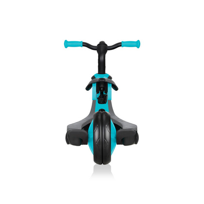 Czarno-turkusowy rowerek biegowy Globber Trike 4w1 632-105-3