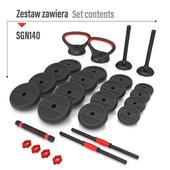SGN140 PRO SET 6W1 ZESTAW CIĘŻARÓW 40KG HMS