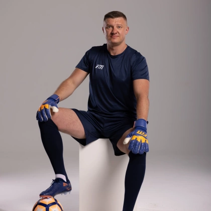 Granatowo-pomarańczowe rękawice bramkarskie Football Masters Invictus X Blue Orange