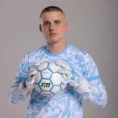 Biało-niebieskie rękawice bramkarskie Football Masters Invictus X PRO White Blue