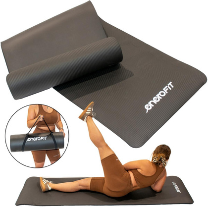 MATA FITNESS NBR ANTYPOŚLIZGOWA 183x61x1.5CM CZARNA + POKROWIEC ENERO FIT
