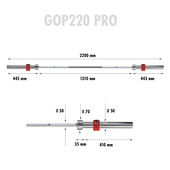 GOP220 PRO + ZG1000R ZACISKI LOCK GRYF PROSTY OLIMPIJSKI 20KG 2200MM HMS