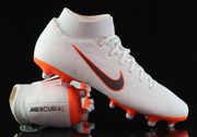 Biało-pomarańczowe buty piłkarskie Nike Mercurial Superfly Academy MG AH7362-107