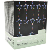 LAMPKI CHOINKOWE KURTYNA ŚWIETLNA 120x120 CM 235LED MULTIKOLOR GWIAZDKI