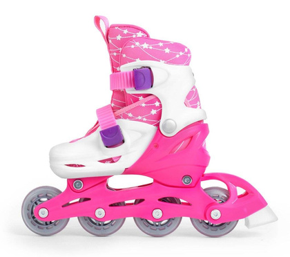 Zestaw COMBO PINK: 2w1 wrotko-rolki regulowane + kask + ochraniacze + torba
