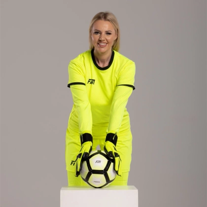 Żółto-czarne rękawice bramkarskie Football Masters Varis X PRO Yellow Fluo