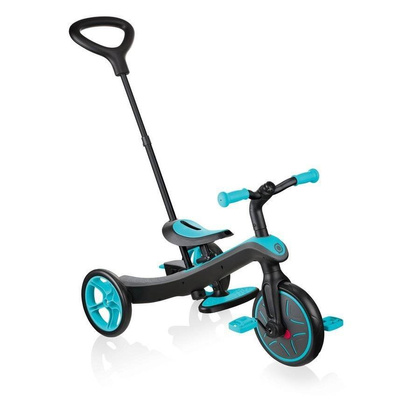 Czarno-turkusowy rowerek biegowy Globber Explorer Trike 3w1 631-105