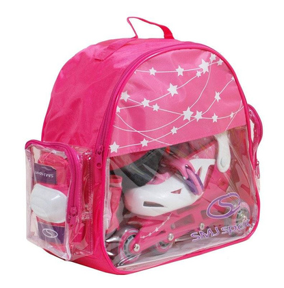 Zestaw COMBO PINK: 2w1 wrotko-rolki regulowane + kask + ochraniacze + torba