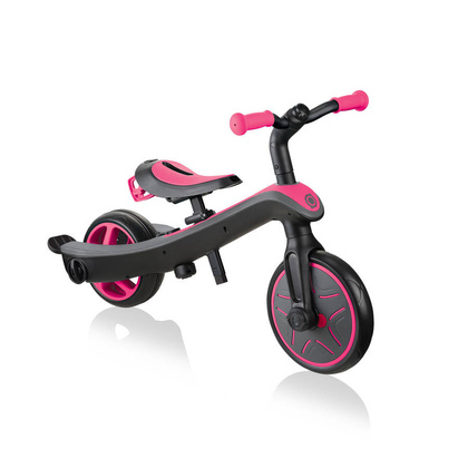 Czarno-różowy rowerek biegowy Globber Explorer Trike 4w1 632-110-3