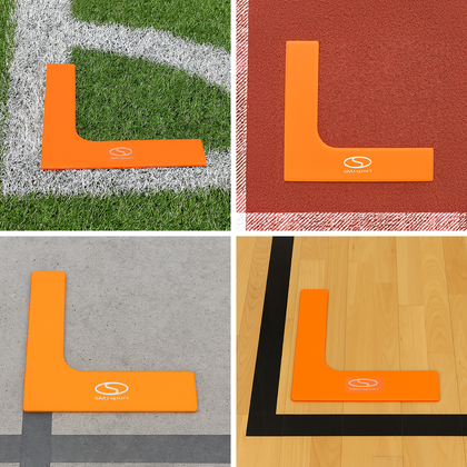 Płaskie znaczniki pola - narożniki 25x25 cm 4 szt. jaskrawe pomarańczowe SMJ sport ZPN-O