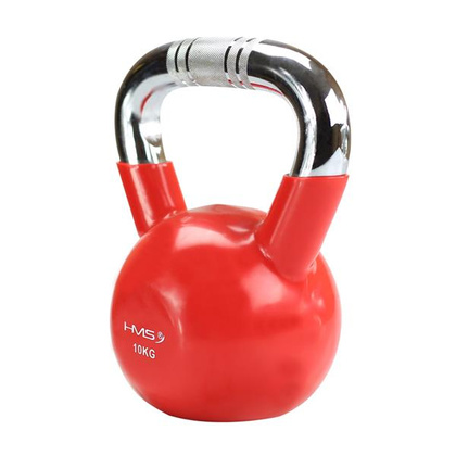 KTC06 RED KETTLEBELL ŻELIWNY POKRYTY WINYLEM Z CHROMOWANYM UCHWYTEM HMS