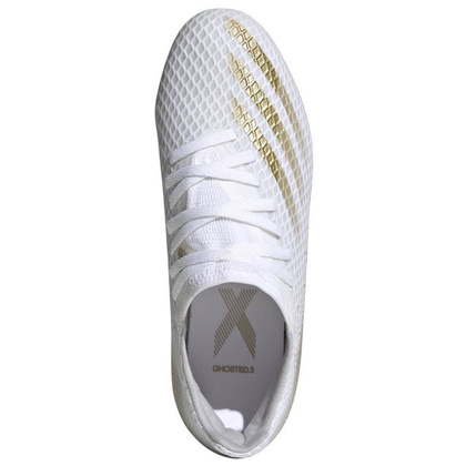 Biało-złote buty piłkarskie korki Adidas X Ghosted.3 FG EG8210 - Junior