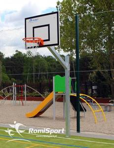 Kosz do koszykówki, wysięg 120cm, tablica epoksydowa 180x105, obręcz lakierowana stała + siatka łańcuchowa