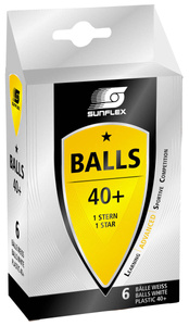 Białe piłeczki do tenisa stołowego Sunflex Balls 40+ 1-star 6 szt. 21603