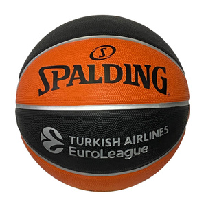 Brązowo-czarna piłka do koszykówki Spalding EuroLeague TF-150 Varsity