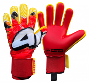 Czerwono-żółte rękawice bramkarskie 4Keepers Evo Rojo NC
