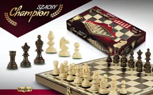 Drewniane klasyczne szachy do gry Magiera Champion 35cm