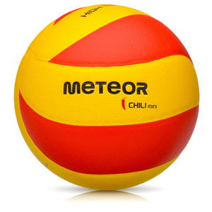 Żółto-czerwona piłka siatkowa Meteor Chilli 10065 - rozmiar 4