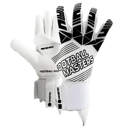 Biało-czarne rękawice bramkarskie Football Masters Fenix Pro White - Junior
