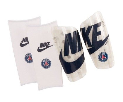 Biało-granatowe ochraniacze piłkarskie Nike Mercurial Lite Paris Saint Germain SP2173-100