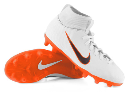 Biało-pomarańczowe buty piłkarskie Nike Mercurial Superfly Club MG AH7339-107 JR