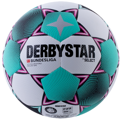 Biało-turkusowa piłka nożna meczowa Select Derbystar Bundesliga Brillant APS rozmiar 5