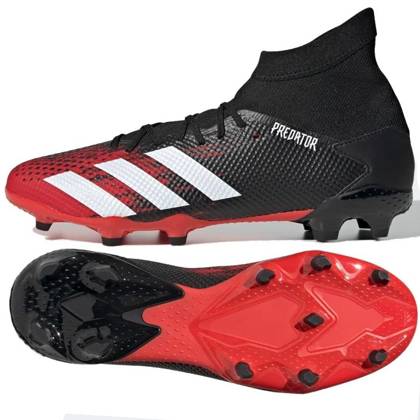 Czarno-czerwone buty piłkarskie korki Adidas Predator 20.3 FG EE9555