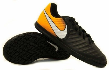 Czarno-pomarańczowe buty piłkarskie na halę Nike Tiempo Rio IC 897735-008 JR