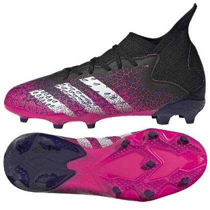 Czarno-różowe buty piłkarskie korki Adidas Predator Freak.3 FG FW7530 - Junior