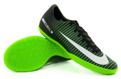 Czarno-zielone buty piłkarskie na halę Nike Mercurial Vapor IC 831947-013 JR