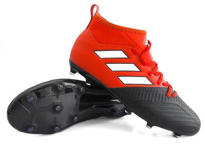 Czerwono-czarne buty piłkarskie Adidas ACE 17.1 FG BA9214 JR