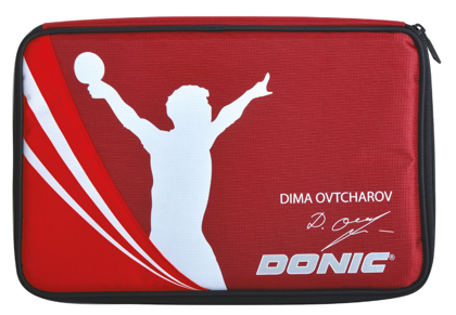 Czerwony pokrowiec na rakietkę do tenisa stołowego Donic Dima Ovtcharov plus