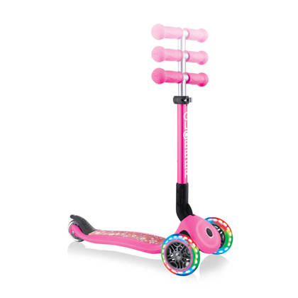 Hulajnoga 3-kołowa Globber Junior Foldable Fantasy 433-110 Neon Pink - Flowers